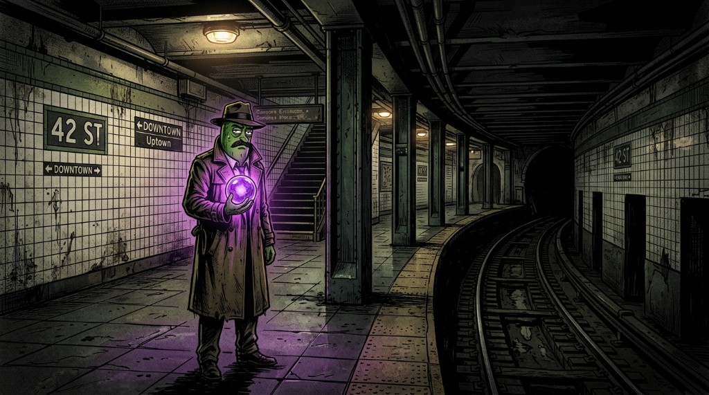 Dick Pickle in a subway station